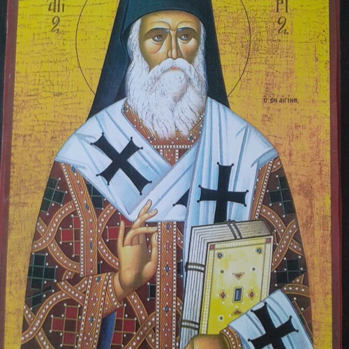 Wooden Icon of St. Nektarios new, 39×28 cm, decoupage technique