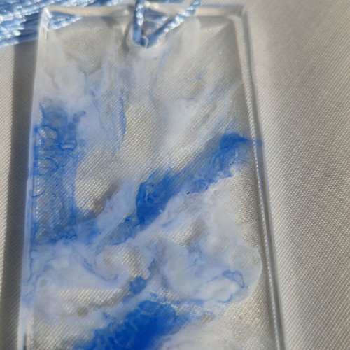 Handmade bookmark from resin with blue and white shades new
