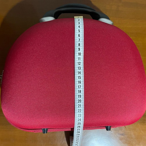 Travel toiletry bag used, red