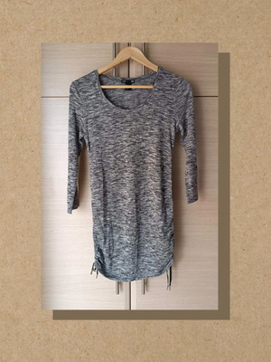H&M dress used, grey, size M with three-quarter sleeves