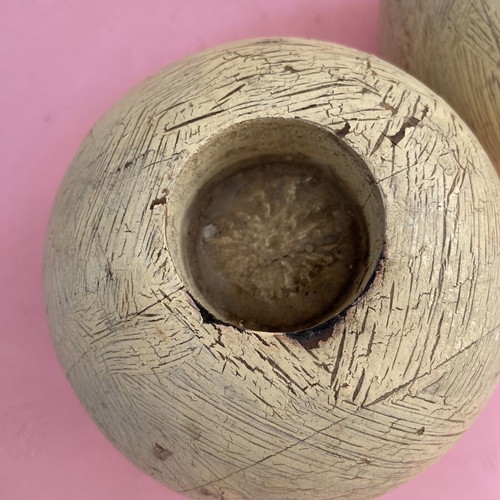Wooden tealight candle holders with natural wear