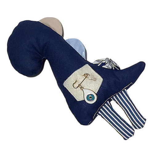 Baby amulet dinosaur blue with pin, eye charm and cross