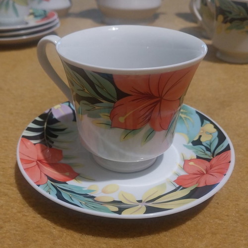 Tea or coffee set used from Chinese porcelain with floral design