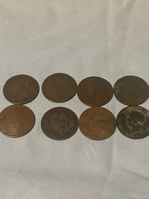 Diobola coins used 1869, pack of 8, 10 lepta Georgios I