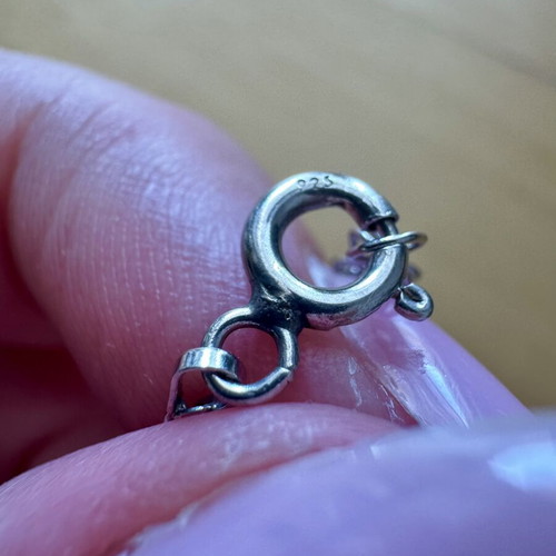 925 Sterling Silver Lucky Charm Necklace like new with Evil Eye Heart Moon CZ