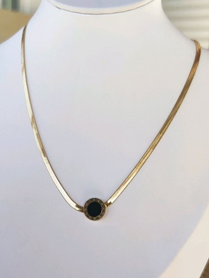 Steel Necklace New Black Gold