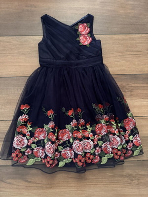 Monsoon formal girls' dress age 6, blue with floral embroidery