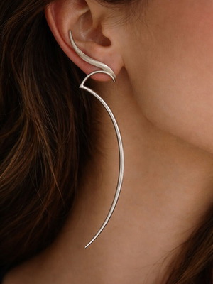 Sculptural Silver Earrings handmade, used, artisan design from Australia