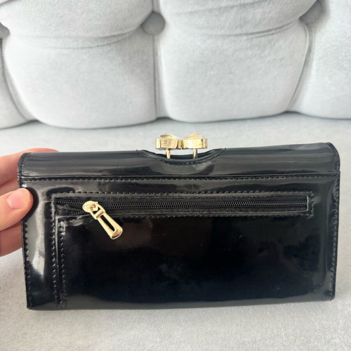 Black patent leather clutch wallet like new