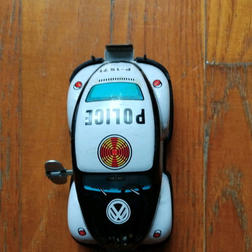 Tin toy used, wind-up police car from 1970s Japan