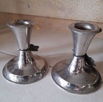 Silver candlestick set used with grape decoration