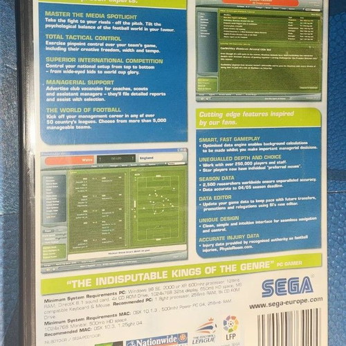 Sega Football Manager 2005 PC/MAC CD ROM like new