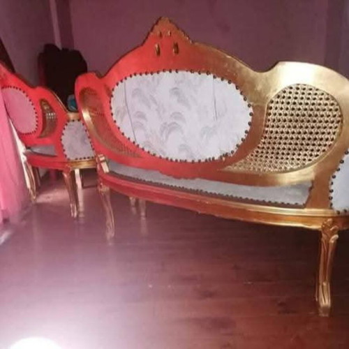 Gold antique living room set with sofa and two chairs