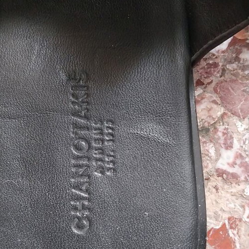Chaniotakis leather flat sandals used, black, size 41