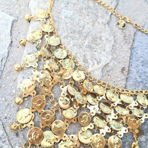 Zara ancient Greek steel gold necklace