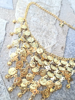 Zara ancient Greek steel gold necklace