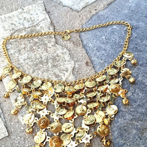 Zara ancient Greek steel gold necklace