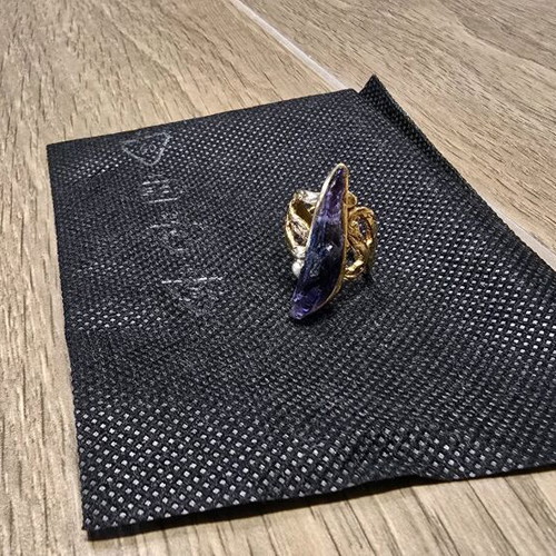 Handmade gold-plated ring with amethyst like new, size 7.5