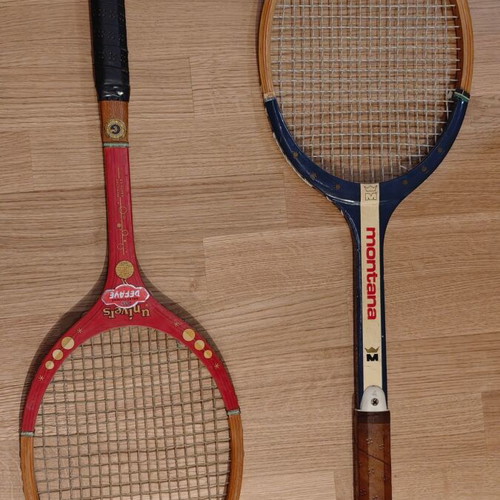Vintage wooden tennis rackets used, set of 2