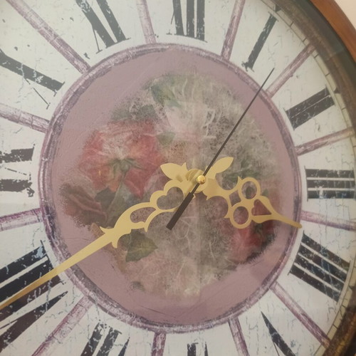 Custom silent metal wall clock 40.5 cm with decoupage