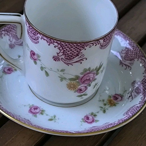Rosenthal coffee cup like new, porcelain with pink ornament