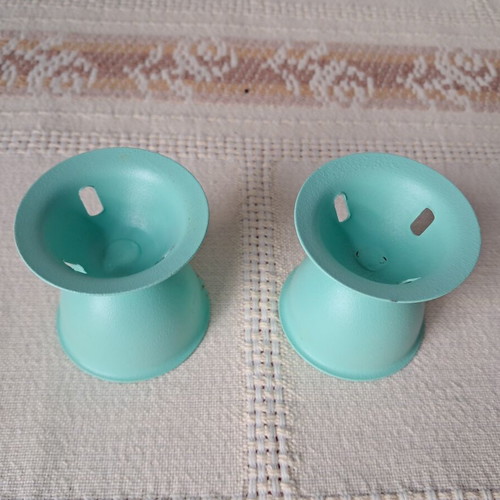 Metal turquoise egg cups set of 2 like new