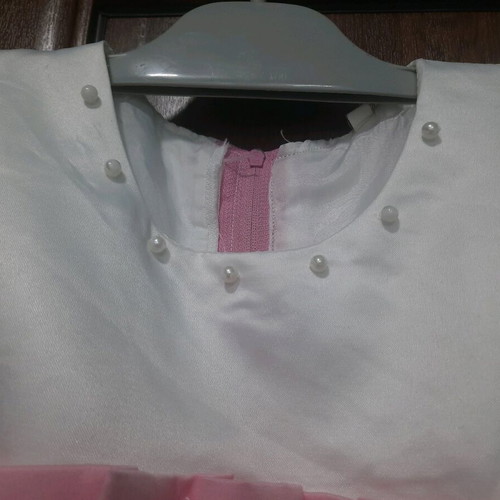 Satin formal dress with pearls like new, size 122-128