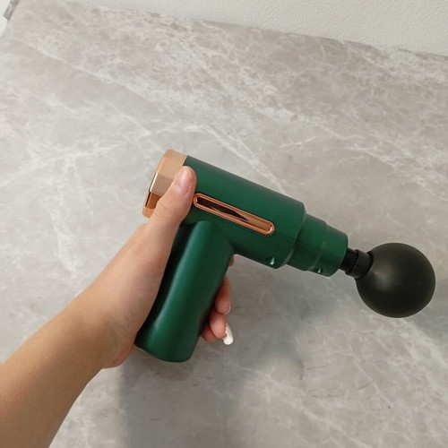 Mini Massage Gun with 5 Speeds, green and rose-gold