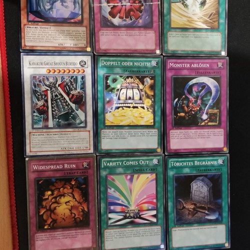 Yu Gi Oh cards used, pack of 9 with case