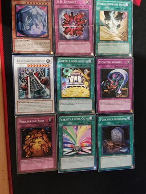 Yu Gi Oh cards used, pack of 9 with case
