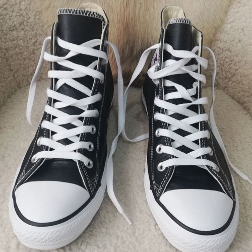Converse Chuck Taylor new black leather shoes with white