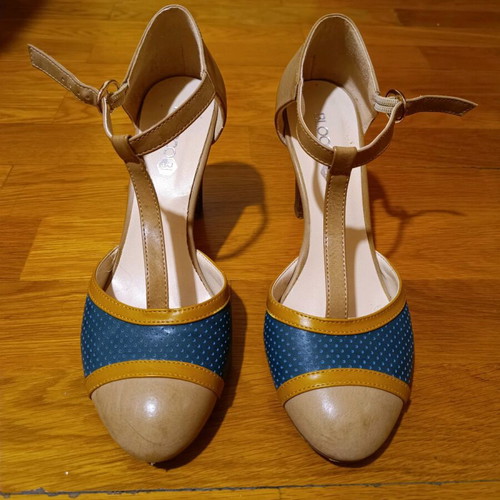 Italian handmade shoes used, size 38, blue and brown
