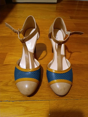 Italian handmade shoes used, size 38, blue and brown