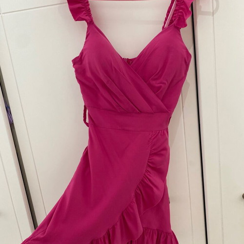 Mini dress pink like new, fuchsia with zipper