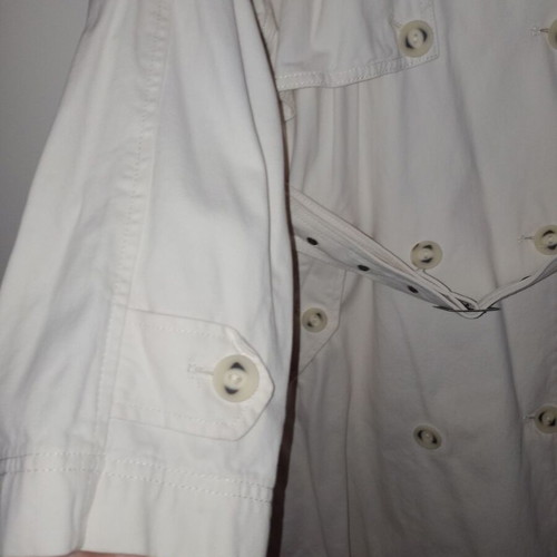 Stradivarius long white trench coat size small/medium, denim-like fabric, like new