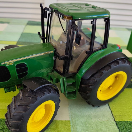 Tractor and tipping trailer toy by ELC, like new, green and yellow