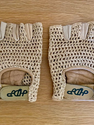 HDP gloves cut leather and knitted women's beige, new, size M