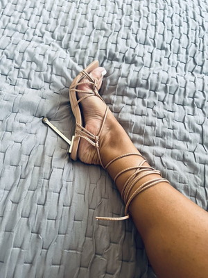 Lace Up Nude Heels Size 40 New With Box