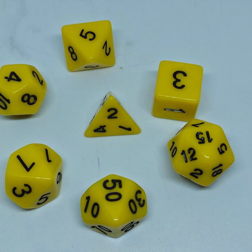 RPG dice set 7 pieces like new with fabric pouch