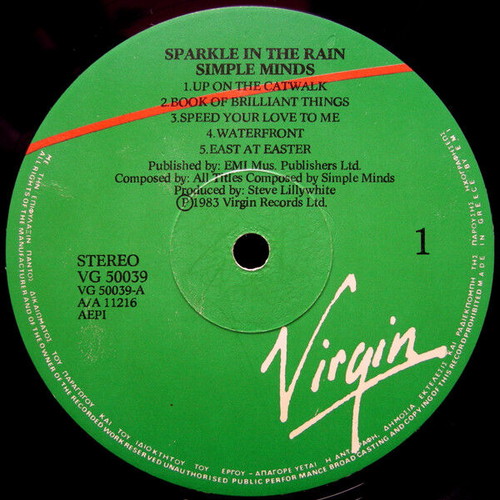 Simple Minds Sparkle In The Rain vinyl record used, punk