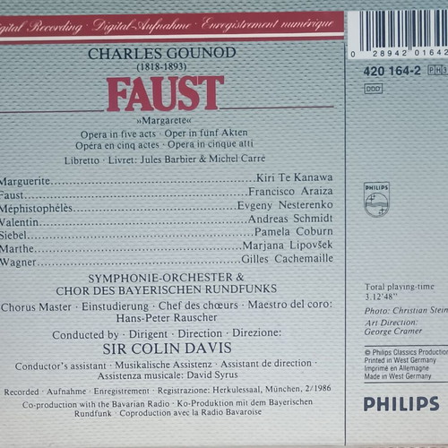 Gounod Faust 3CD box set used, classical