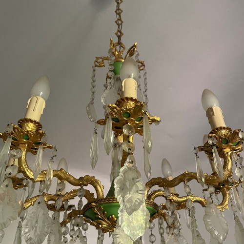 Vintage six-light ceiling chandelier classic baroque style 1950