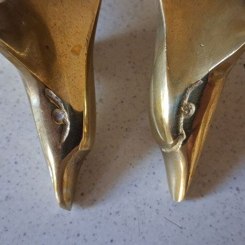 Vintage brass dolphin paperweights solid brass like new