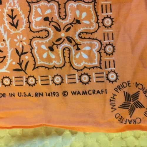 Bandana scarves used, set with red and orange