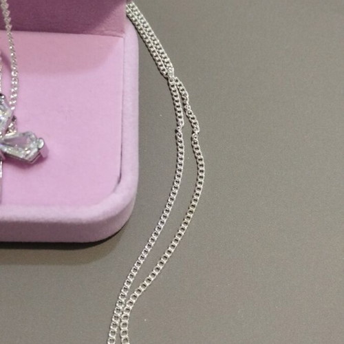 Silver chain with cross new with sparkling zircons