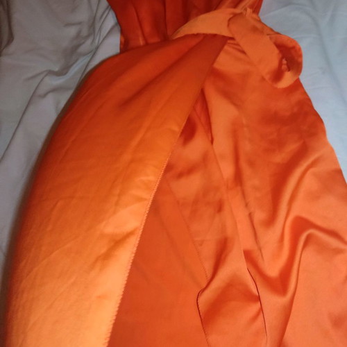 Women's dress new orange with belt and front slit