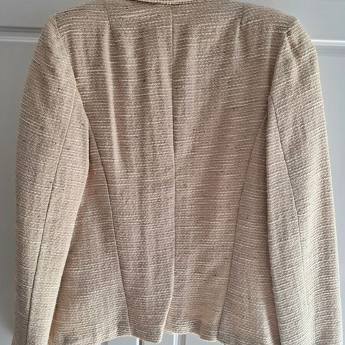 Elegant custom made jacket cardigan with gold thread M/L like new, beige gold