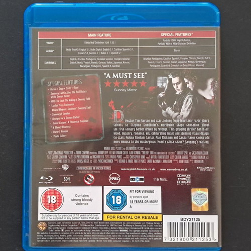 Sweeney Todd Blu-Ray like new with English subtitles
