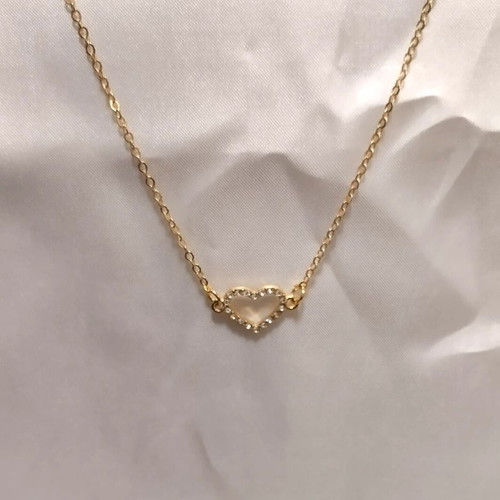 Strass heart necklace gold color new in gift box