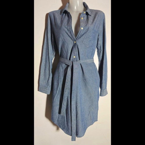 Gap shirt dress with pockets and belt like new, size M, blue